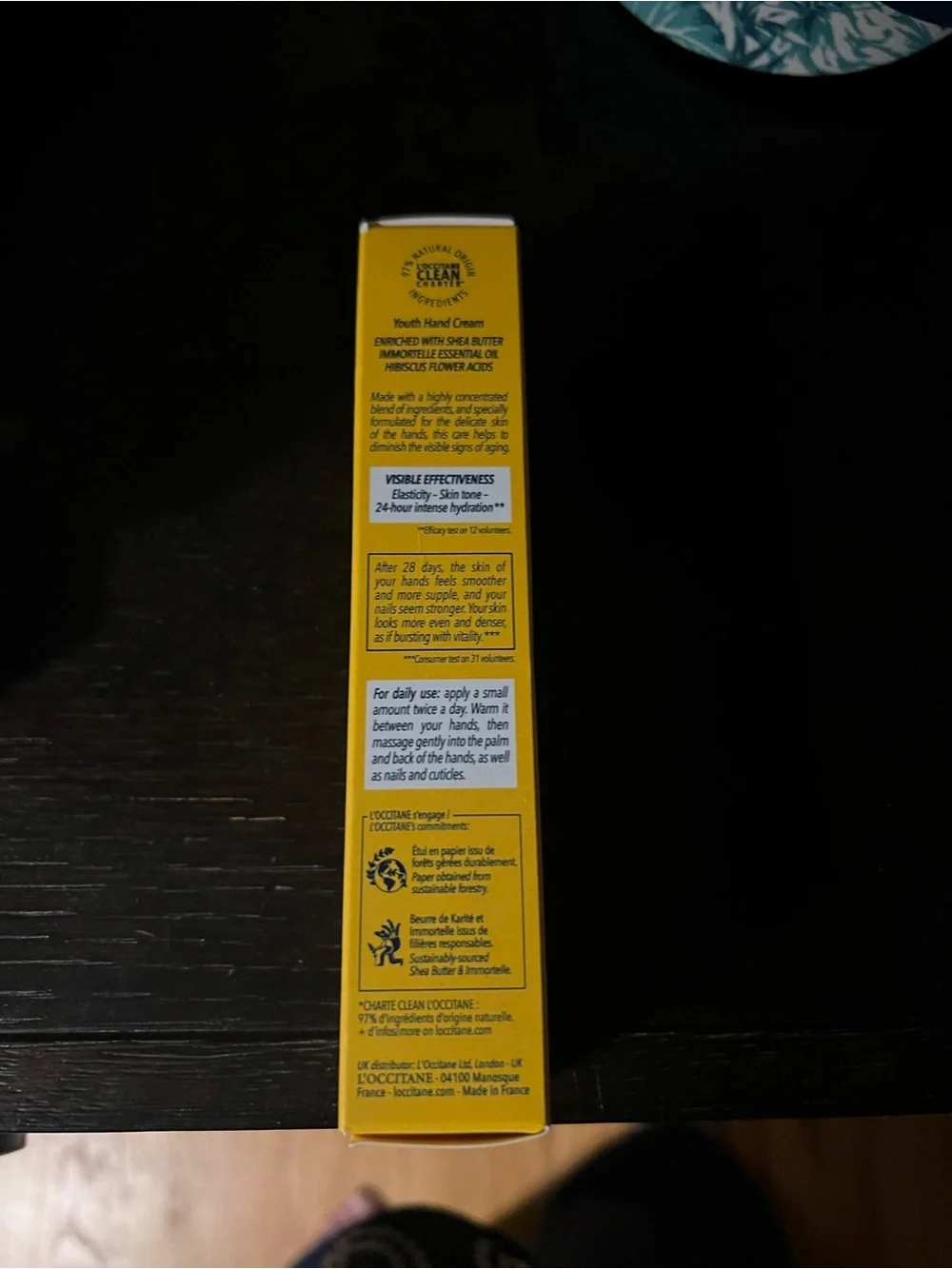 L'OCCITANE Yellow Immortelle Shea Hand Cream Box